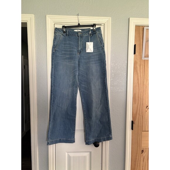 KanCan Womens Bertha High Rise Trouser Wide Leg Jeans 13 30 Blue Medium Wash NEW - Picture 1 of 6